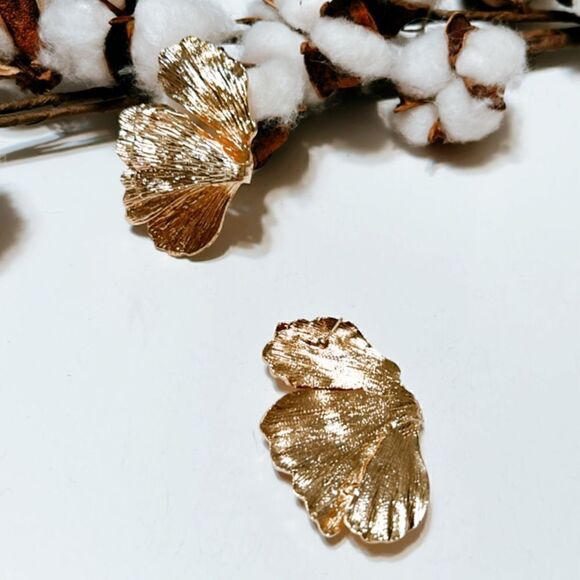Gold flower earrings N42 - Picture 6 of 7